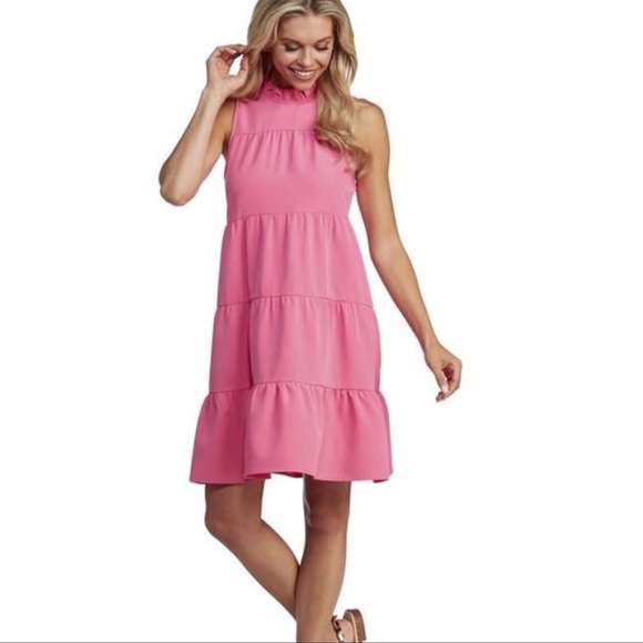 NWT Mud Pie Pink Bow Neck Dress. Size Small - Picture 2 of 11